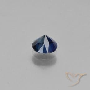 0.65ct Natural Dark Blue Sapphire, Round Cut, 5.21 mm