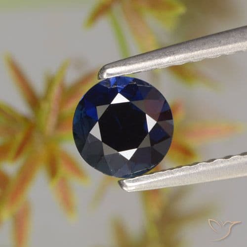 0.59ct Natural Deep Blue Sapphire, Round Cut, 4.97 mm