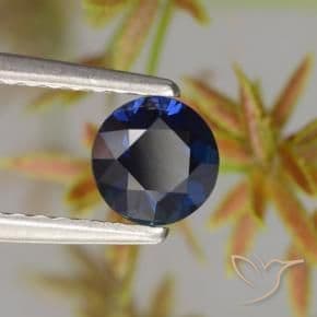0.59ct Natural Deep Blue Sapphire, Round Cut, 4.97 mm