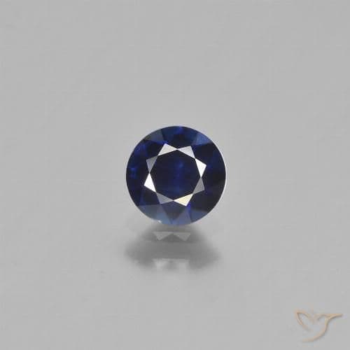 0.66ct Natural Dark Blue Sapphire, Round Cut, 5.19 mm