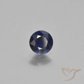 0.66ct Natural Dark Blue Sapphire, Round Cut, 5.19 mm