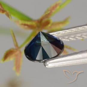 0.66ct Natural Navy Blue Sapphire, Round Cut, 5.12 mm