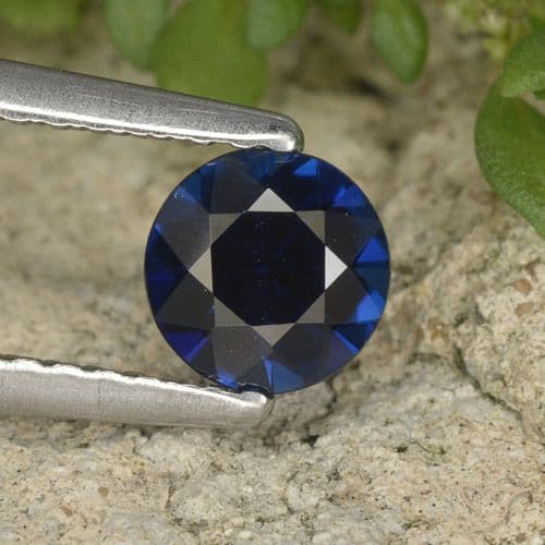 0.63ct Natural Deep Blue Sapphire, Round Cut, 5.14 mm