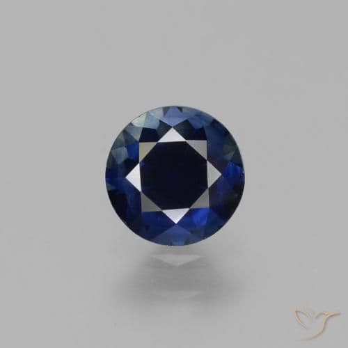 0.78ct Natural Dark Blue Sapphire, Round Cut, 5.54 mm