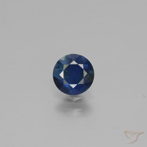 0.62ct Natural Dark Blue Sapphire, Round Cut, 5.15 mm