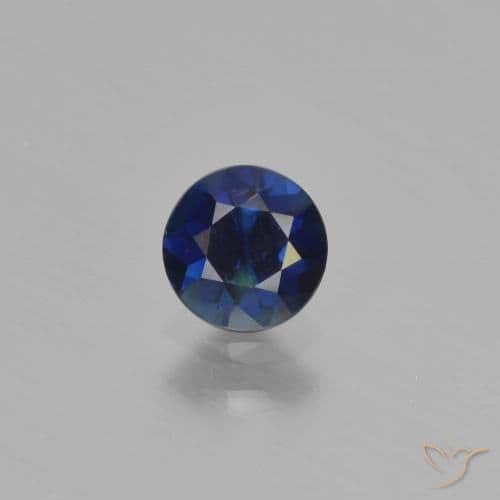 0.54ct Natural Dark Blue Sapphire, Round Cut, 4.82 mm