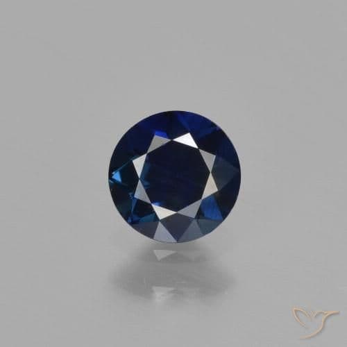 0.55ct Natural Navy Blue Sapphire, Round Cut, 4.95 mm