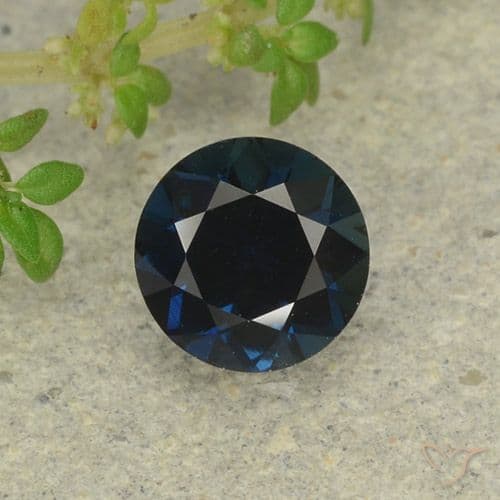 0.63ct Natural Blackish Blue Sapphire, Round Cut, 5.17 mm