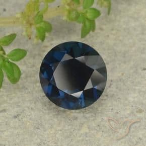 0.63ct Natural Blackish Blue Sapphire, Round Cut, 5.17 mm