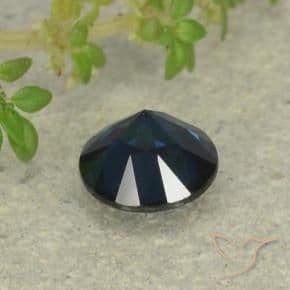 0.63ct Natural Blackish Blue Sapphire, Round Cut, 5.17 mm