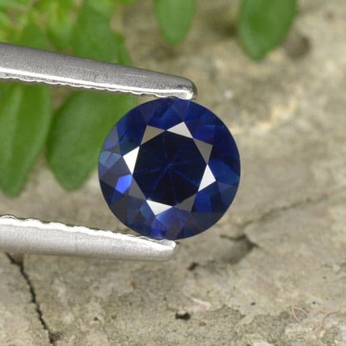0.58ct Natural Twilight Blue Sapphire, Round Cut, 4.98 mm