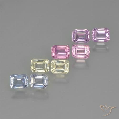 2.25ct Natural Multicolor Sapphire, Emerald Cut, 3.9x3 mm