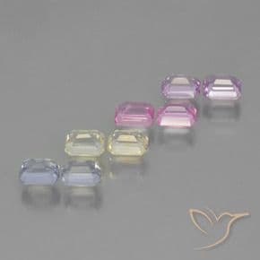 2.25ct Natural Multicolor Sapphire, Emerald Cut, 3.9x3 mm