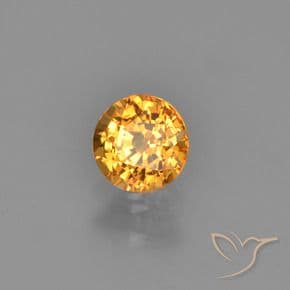 0.67ct Natural Intense Orange Sapphire, Round Cut, 4.96 mm