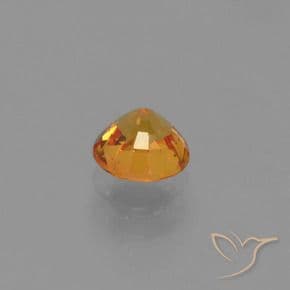 0.67ct Natural Intense Orange Sapphire, Round Cut, 4.96 mm
