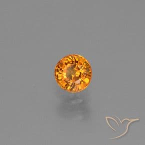 0.67ct Natural Intense Orange Sapphire, Round Cut, 4.79 mm