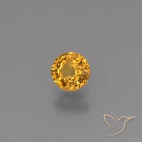 0.61ct Natural Orange-Gold Sapphire, Round Cut, 4.97 mm