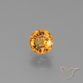 0.90ct Natural Deep Orange-Gold Sapphire, Round Cut, 5.30 mm
