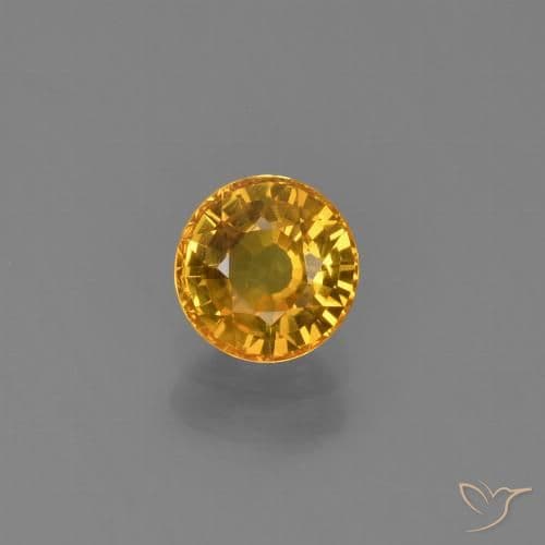 0.70ct Deep Golden Orange Sapphire, Round Cut, 4.96 mm