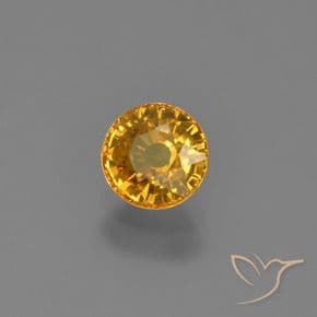 0.70ct Deep Golden Orange Sapphire, Round Cut, 4.96 mm