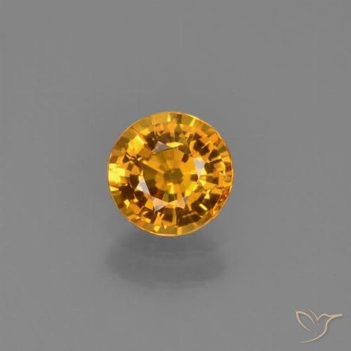 0.85ct Natural Gold Sapphire, Round Cut, 5.38 mm