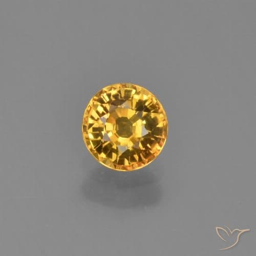 0.62ct Deep Golden Orange Sapphire, Round Cut, 4.92 mm