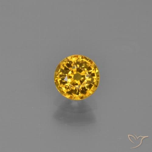 0.65ct Natural Yellow Sapphire, Round Cut, 4.84 mm