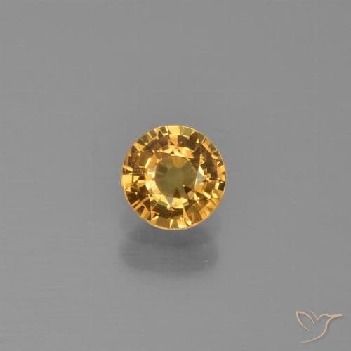 0.58ct Natural Medium Orange Sapphire, Round Cut, 4.88 mm