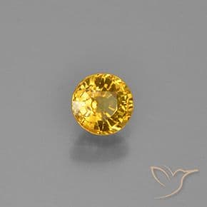 0.62ct Natural Golden Orange Sapphire, Round Cut, 4.84 mm