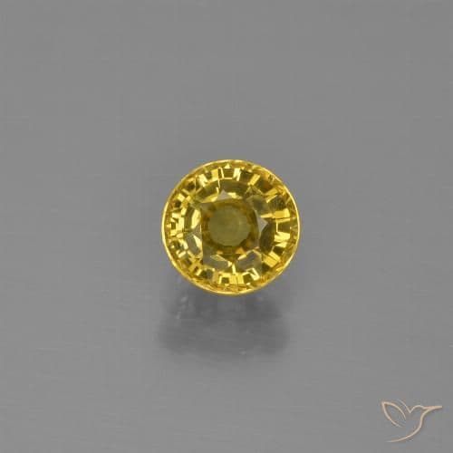 0.93ct Natural Medium Yellow Sapphire, Round Cut, 4.52 mm