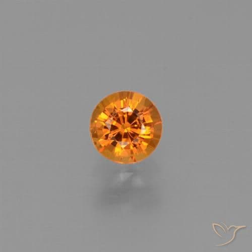 2.35ct Natural Deep Orange Sapphire, Round Cut, 4.88 mm