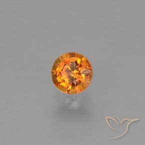 0.64ct Natural Orange Sapphire, Round Cut, 4.93 mm