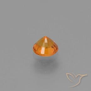 0.64ct Natural Orange Sapphire, Round Cut, 4.93 mm