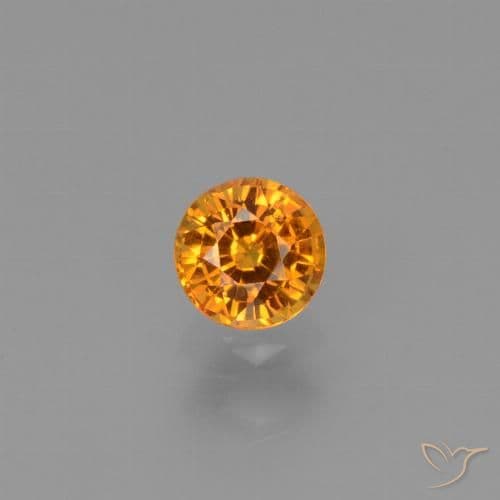0.76ct Natural Apricot Orange Sapphire, Round Cut, 5.13 mm