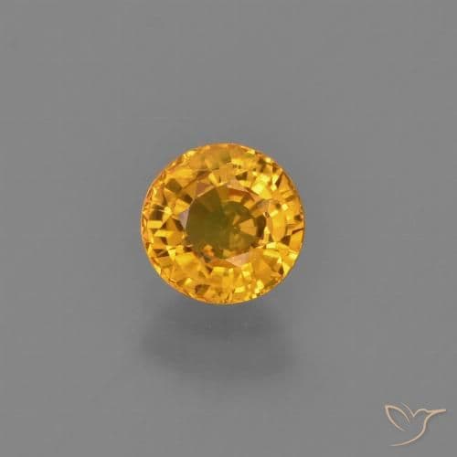 0.76ct Deep Golden Orange Sapphire, Round Cut, 5.18 mm