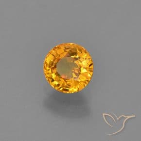 0.76ct Deep Golden Orange Sapphire, Round Cut, 5.18 mm