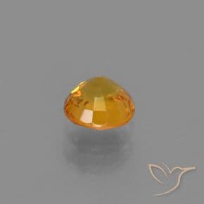 0.76ct Deep Golden Orange Sapphire, Round Cut, 5.18 mm