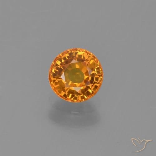 0.71ct Natural Medium Orange Sapphire, Round Cut, 5.05 mm