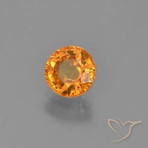 0.71ct Natural Medium Orange Sapphire, Round Cut, 5.05 mm