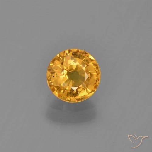 0.73ct Deep Golden Orange Sapphire, Round Cut, 5.09 mm