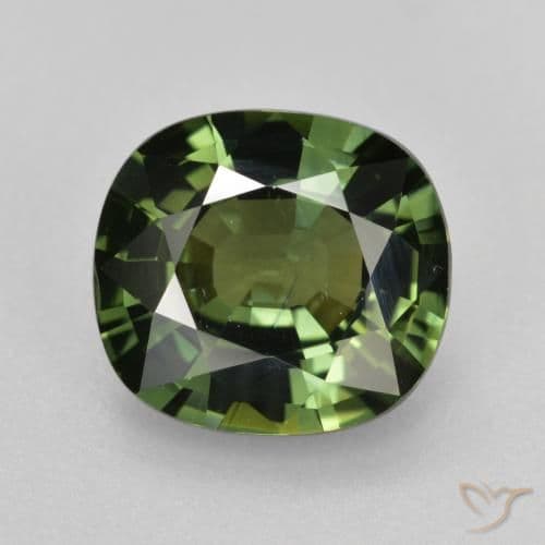 4.12ct Natural Deep Green Sapphire, Cushion Cut, 10.1x9.1 mm