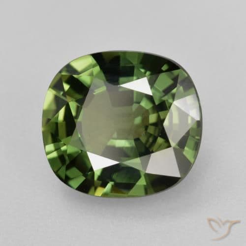 4.12ct Natural Deep Green Sapphire, Cushion Cut, 10.1x9.1 mm