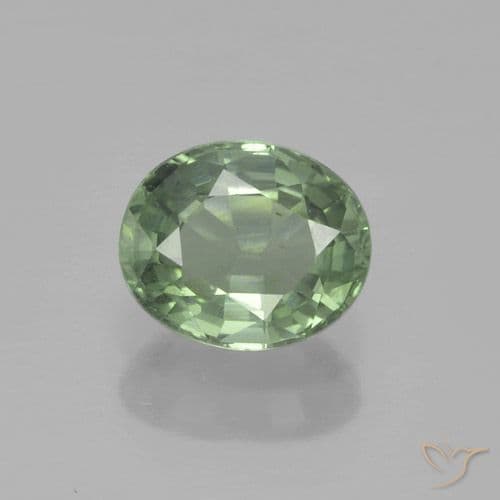 0.83ct Medium Light Green Sapphire, Oval Cut, 6.1x5.2 mm