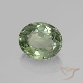 0.83ct Medium Light Green Sapphire, Oval Cut, 6.1x5.2 mm