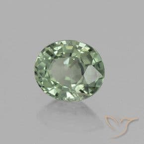 0.75ct Medium Light Green Sapphire, Oval Cut, 5.8x4.9 mm