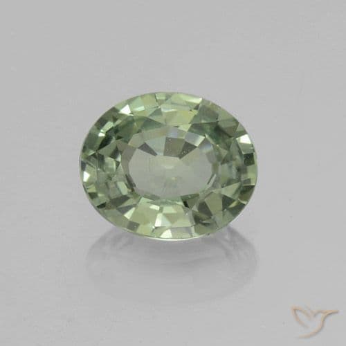 0.83ct Medium Light Green Sapphire, Oval Cut, 6.1x5.2 mm