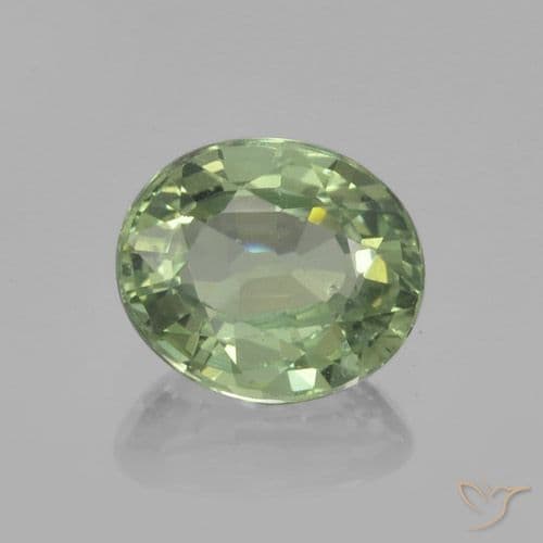 0.80ct Natural Light Sage Green Sapphire, Oval Cut, 6x5.1 mm