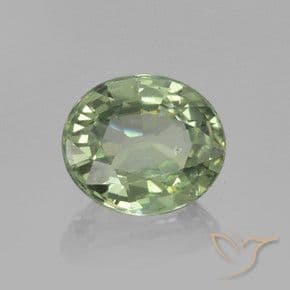 0.80ct Natural Light Sage Green Sapphire, Oval Cut, 6x5.1 mm