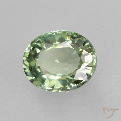 0.76ct Medium Light Green Sapphire, Oval Cut, 6x4.9 mm