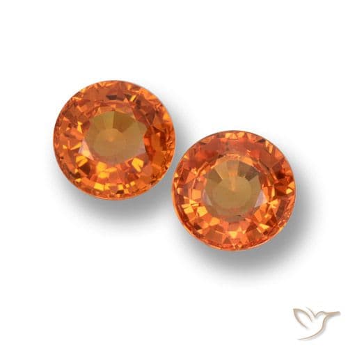 0.67ct Natural Intense Orange Sapphire, Round Cut, 4.79 mm